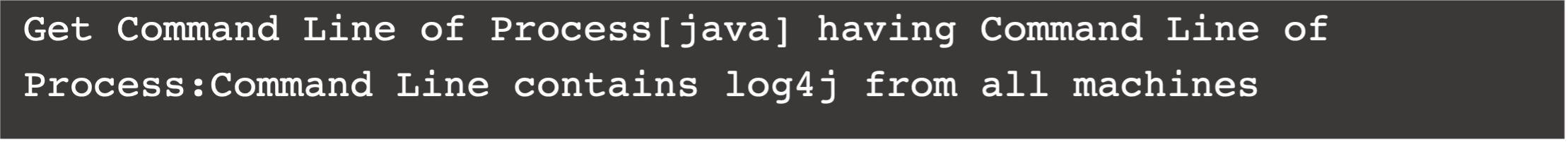 Screenshot of GROQ query for Java process command lines containing log4j