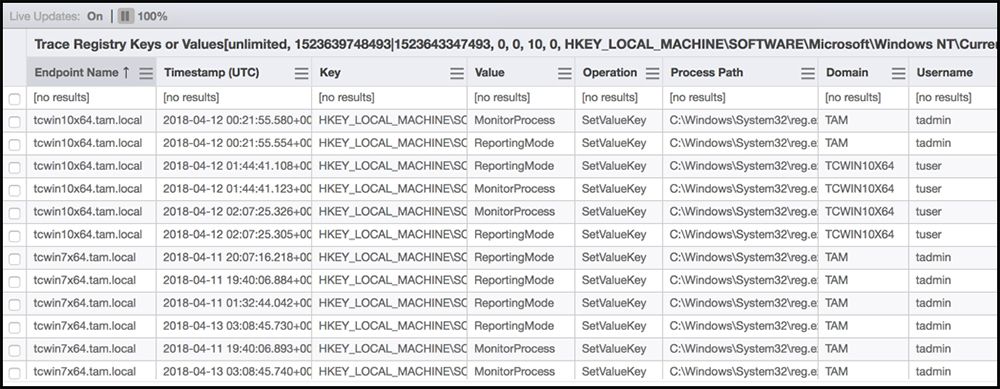 Notepad++のサプライチェーン侵害の検出を示すTanium Traceのレジストリキー