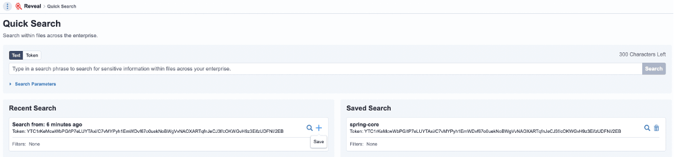 Screenshot of Tanium Reveal quick search interface