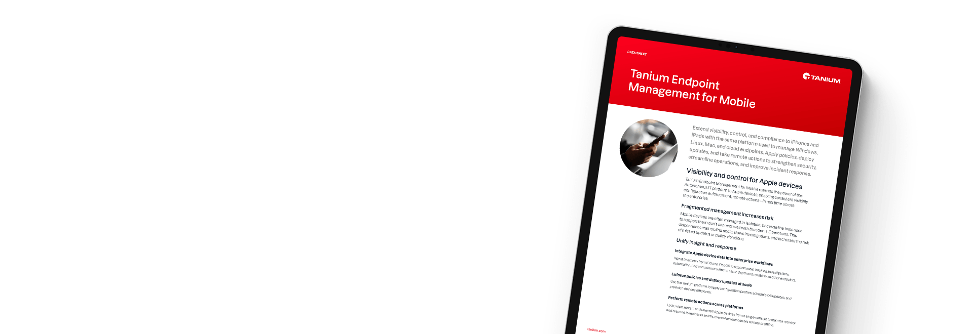 Tanium Endpoint Management for Mobile datasheet on tablet