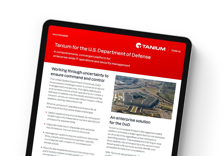 Mobile featured image. Tanium for the U.S. Department of Defense solution brief