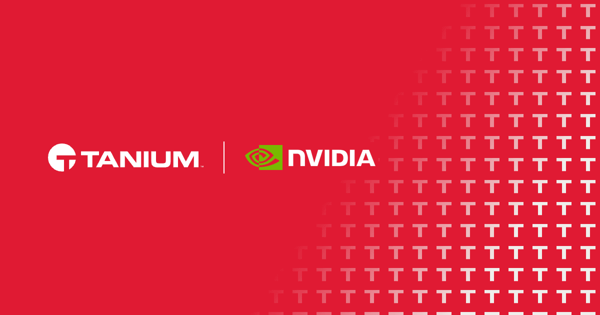 赤い背景に描かれたTaniumとNVIDIAのロゴ