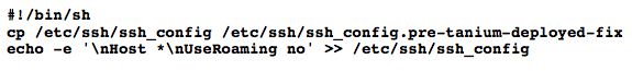ユーザーローミングを無効にするために、SSH設定をバックアップおよびパッチ適用するためのシェルスクリプト