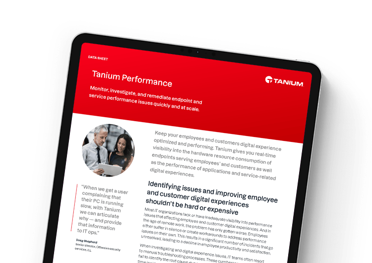 Mobile featured image. Tanium Performance data sheet