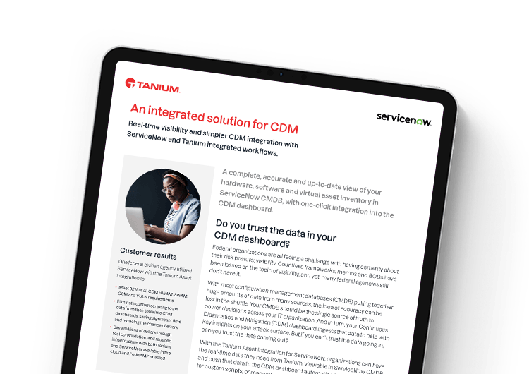 モバイルフィーチャー画像:ServiceNow CDMソリューション概要のためのTanium