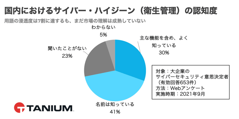 Pie chart showing cyber hygiene awareness survey results in Japan