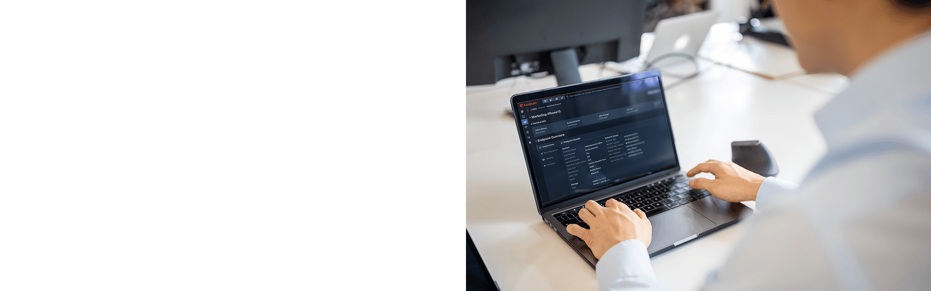 ノートパソコンでエンドポイント管理のためにTaniumダッシュボードを使用している人