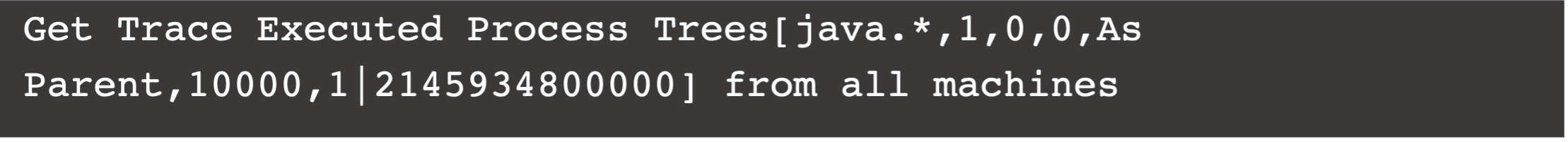 Screenshot of GROQ query for process tree execution tracing