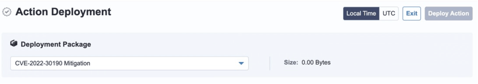 Screenshot of Tanium Action Deployment interface