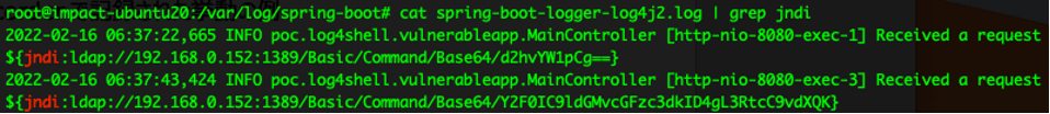 LinuxマシンでのLog4jのログ出力例