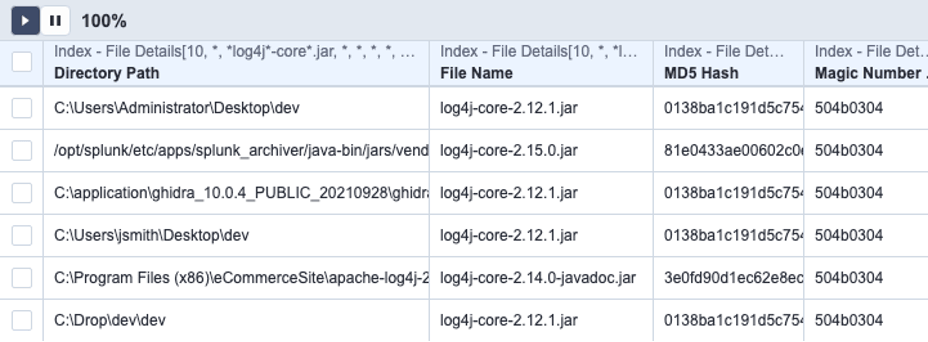Screenshot showing file search results with directory paths and jar file names
