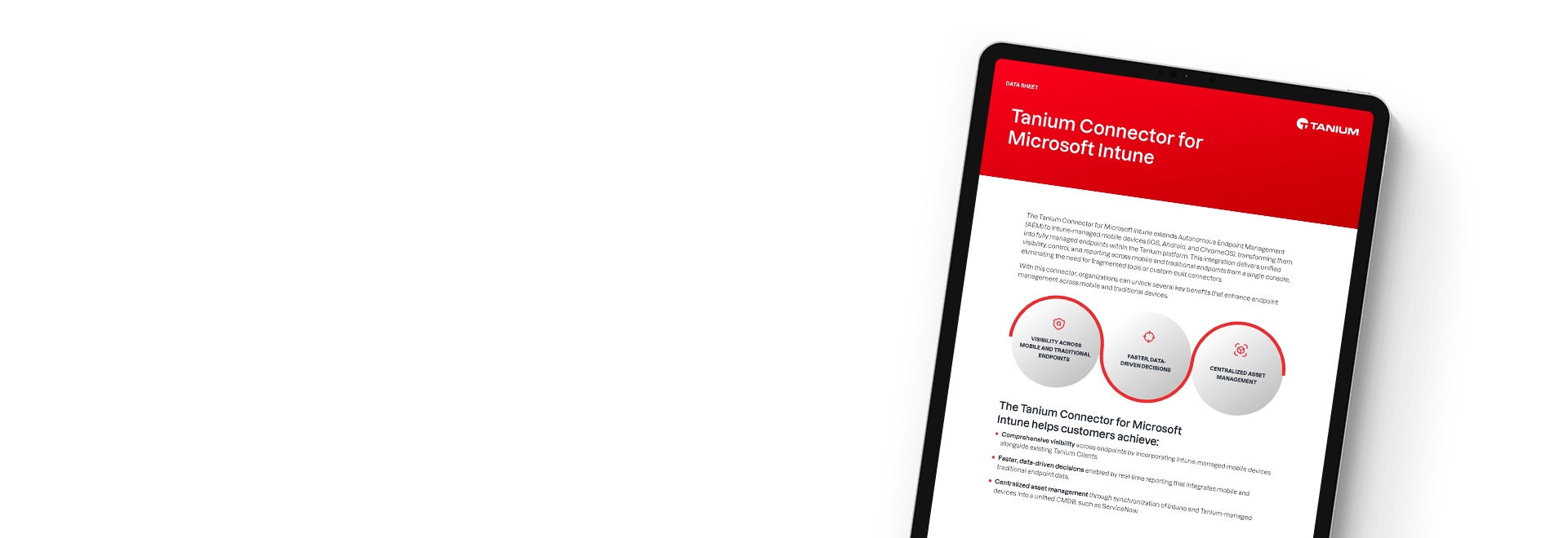 Tanium Connector for Microsoft Intune datasheet on tablet
