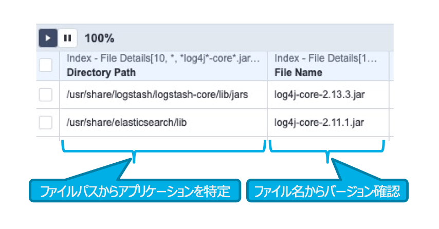 Screenshot of Tanium file search results with version identification details