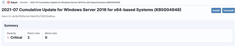 Screenshot of Windows Server cumulative update deployment status
