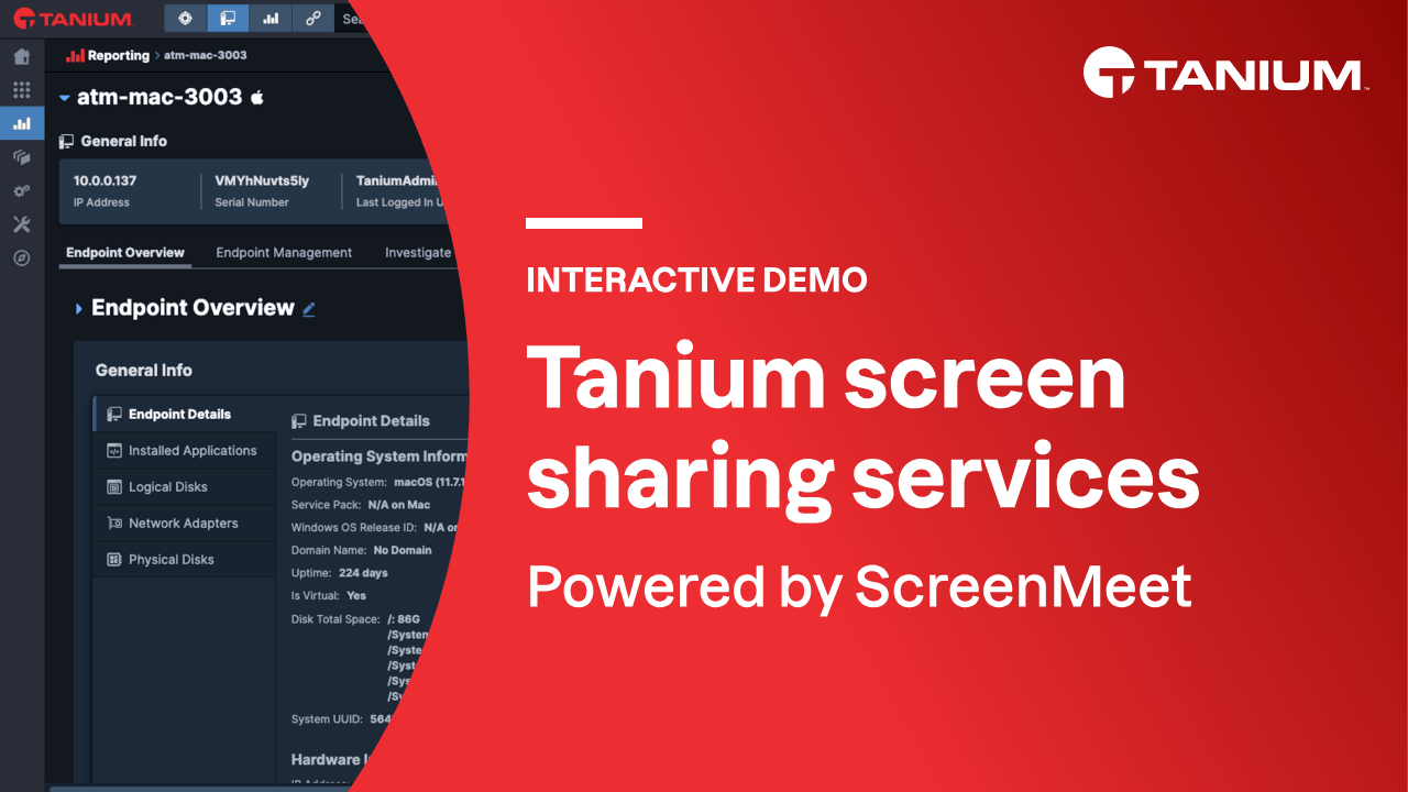 Tanium Screenmeetデモのスクリーンショット