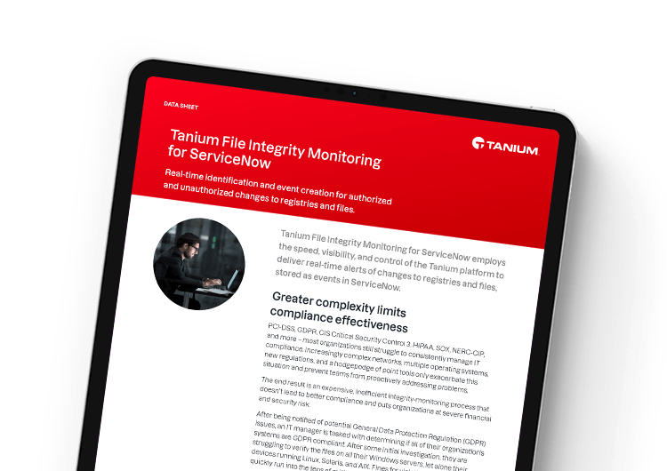 モバイル注目画像:Tanium File Integrity Monitoring for ServiceNow