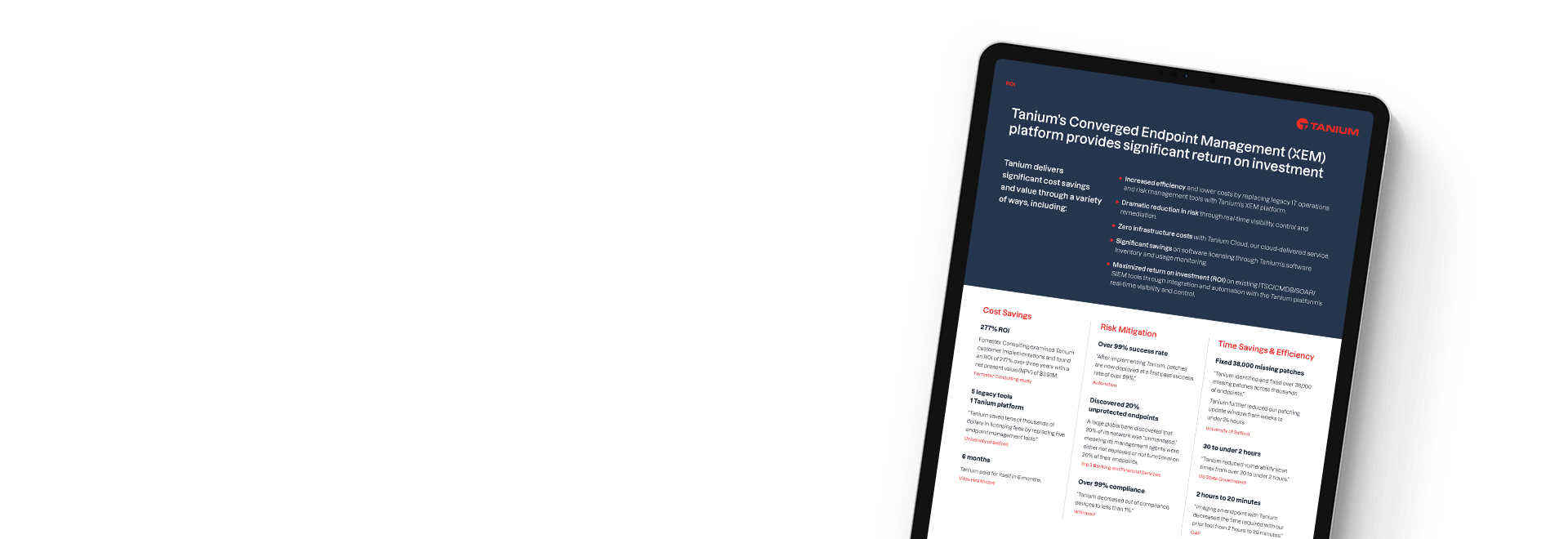 グラデーション背景のTanium ROI計算ツールのヒーロー画像