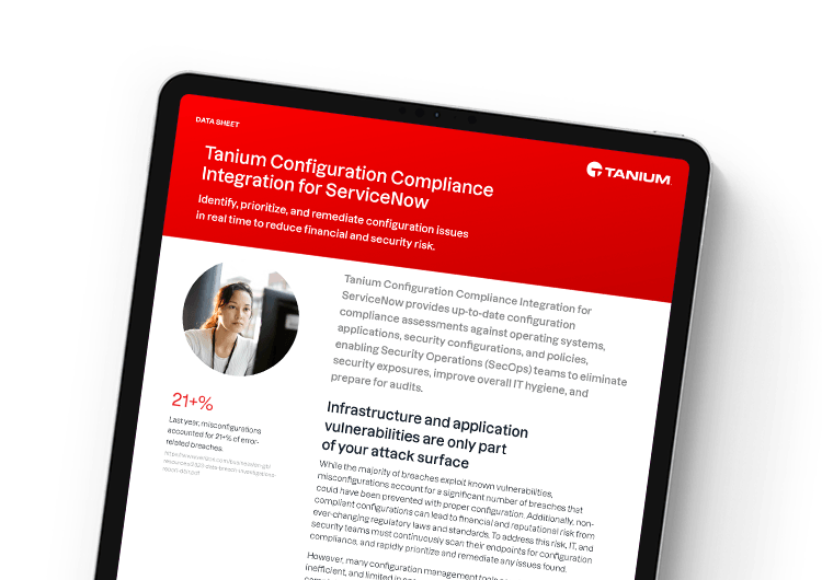 モバイル用画像。 Tanium Configuration Compliance Integration for ServiceNow