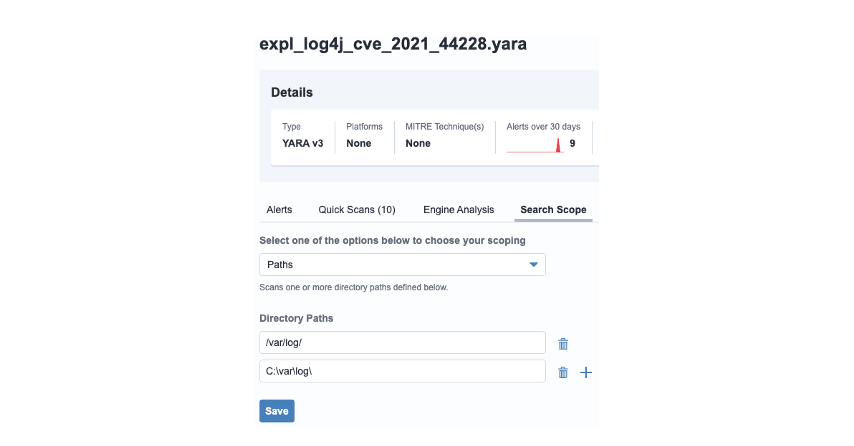 Screenshot of YARA rules for Log4j vulnerability detection and analysis
